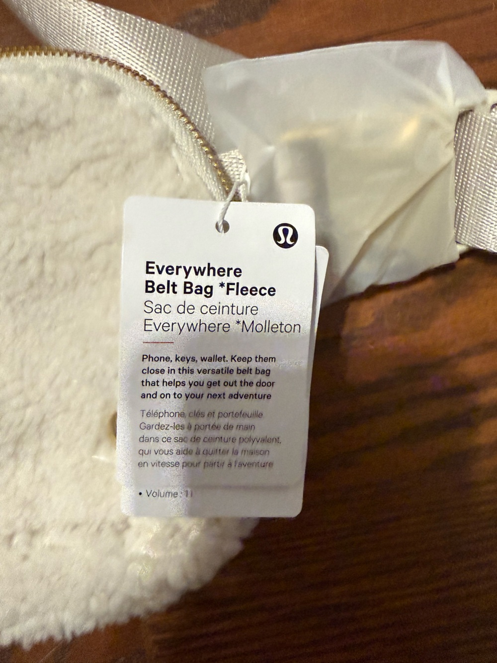 lululemon athletica Cream Sherpa Everywhere Belt Bag with Gold Accents - Picture 4 of 4